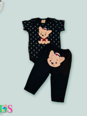 Conjunto Body Manga Curta com Calça Cachorrinho Marinheiro